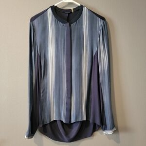 Elie Tahari Women's Small Blue Striped Long Sleeve Button Down